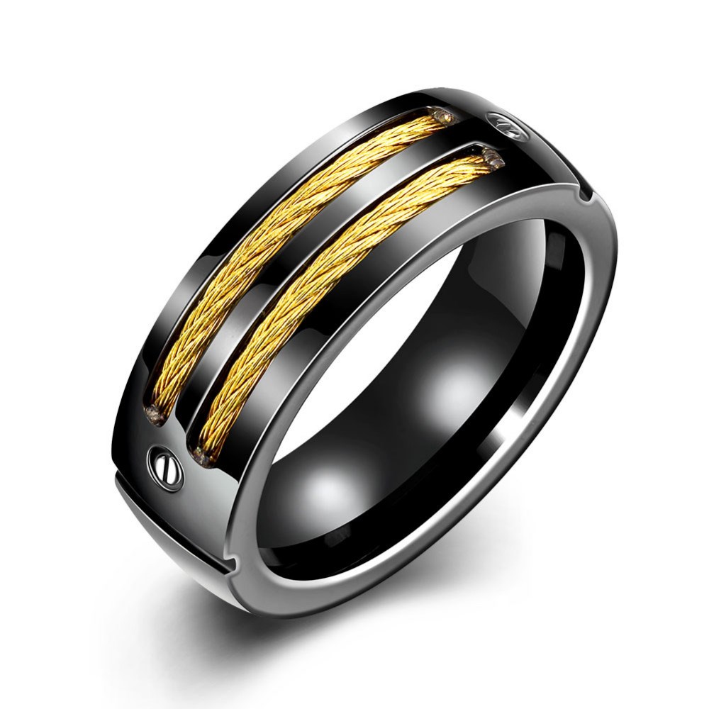 Черное обручальное кольцо мужское