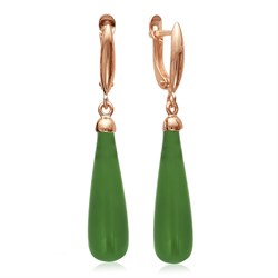 Женские серьги позолоченные "Капля" зеленые - фото 14459