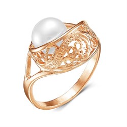 Женское кольцо позолоченное "Спелая жемчужина" - фото 14812