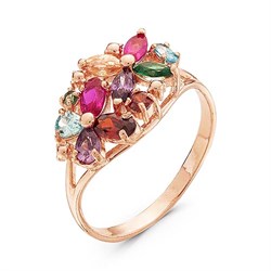 Женское кольцо позолоченное "Цветики семицветики" - фото 15089