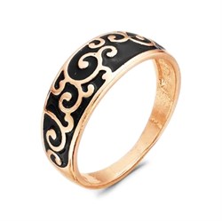 Женское кольцо позолоченное "Черное с золотом" - фото 15226