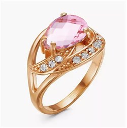 Женское кольцо позолоченное "Розовое сияние" - фото 15269