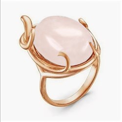 Женское кольцо с розовым кварцем "Завитки" - фото 15409