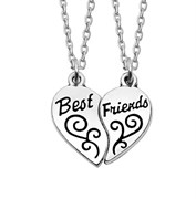 Парные кулоны для лучших друзей "Best Friends" в виде сердца