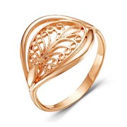 Женское кольцо позолоченное "Ажурный листок"