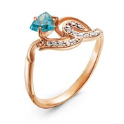 Женское кольцо с голубым фианитом "Сказочный цветок"
