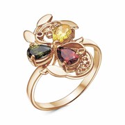 Женское кольцо с цветными фианитами "Цветок"