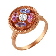 Женское кольцо с цветными фианитами "Карусель"