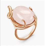 Женское кольцо с розовым кварцем "Завитки"