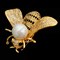 Брошь с цирконами и жемчужиной "Золотая пчёлка" - фото 15752