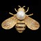 Брошь с цирконами и жемчужиной "Золотая пчёлка" - фото 15753